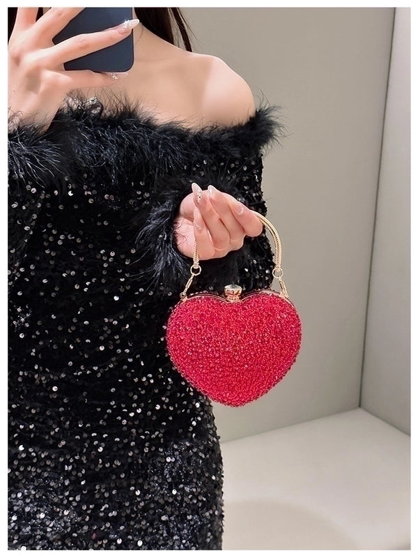 Women's Small Arylic Solid Color Elegant Classic Style Heart-shaped Hook Loop Evening Bag
