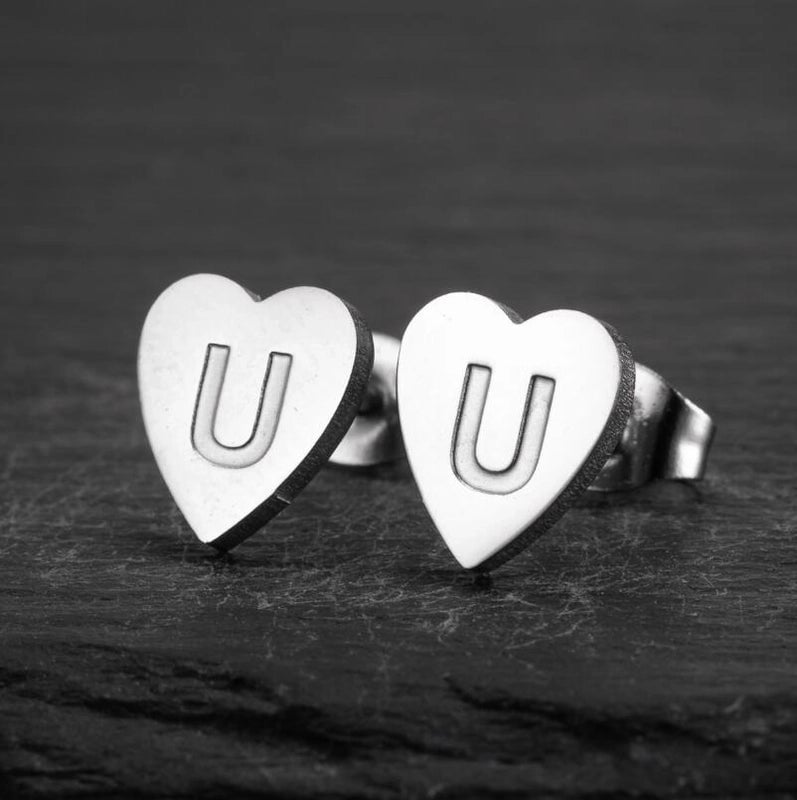 1 Pair Fashion Letter Heart Shape Plating 304 Stainless Steel 18K Gold Plated Ear Studs