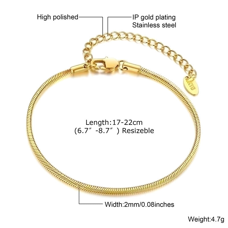 Classic Style Solid Color 304 Stainless Steel 18K Gold Plated Bracelets In Bulk
