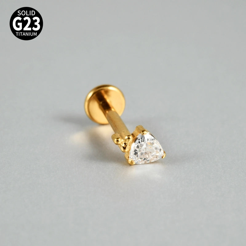 1 Piece Ear Cartilage Rings & Studs Casual Hip-Hop Snake Butterfly G23 Titanium Alloy Inlay Zircon 18K Gold Plated Lip Rings Ear Cartilage Rings & Studs