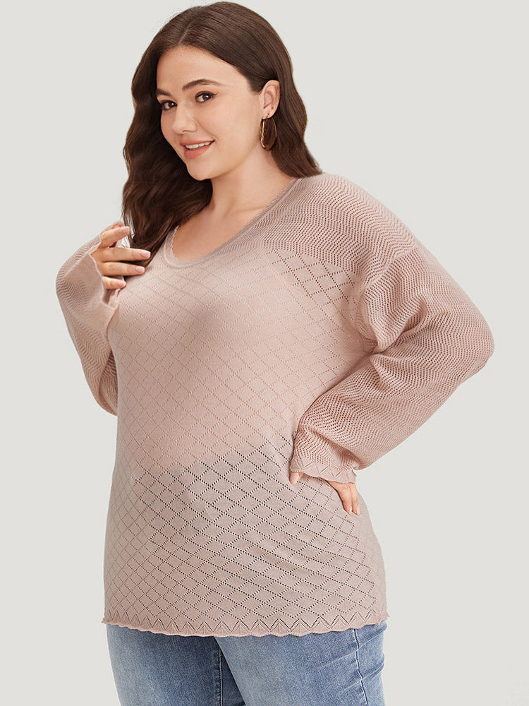Supersoft Essentials Geometric Curved Hem Patchwork Very Stretchy Pullover