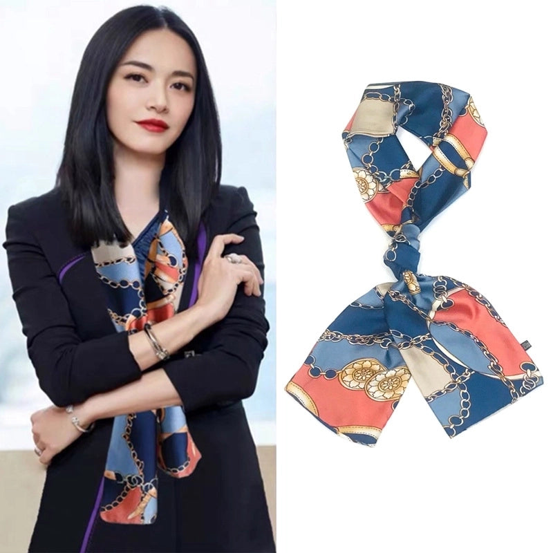 Women's Elegant Minimalist Geometric Chiffon Printing Silk Scarf