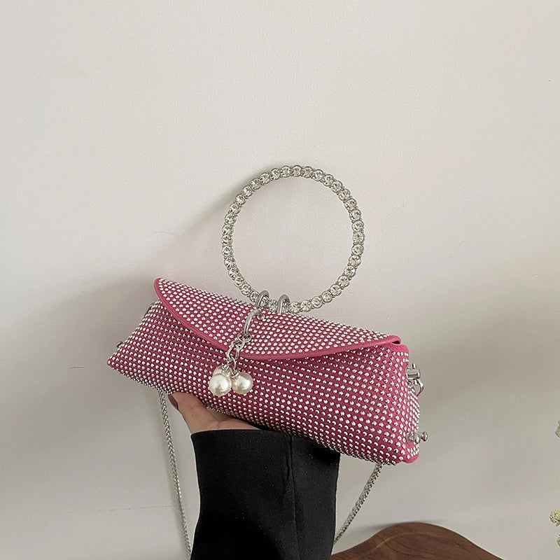 Grey Green Rose Red Pu Leather Solid Color Cylindrical Evening Bags