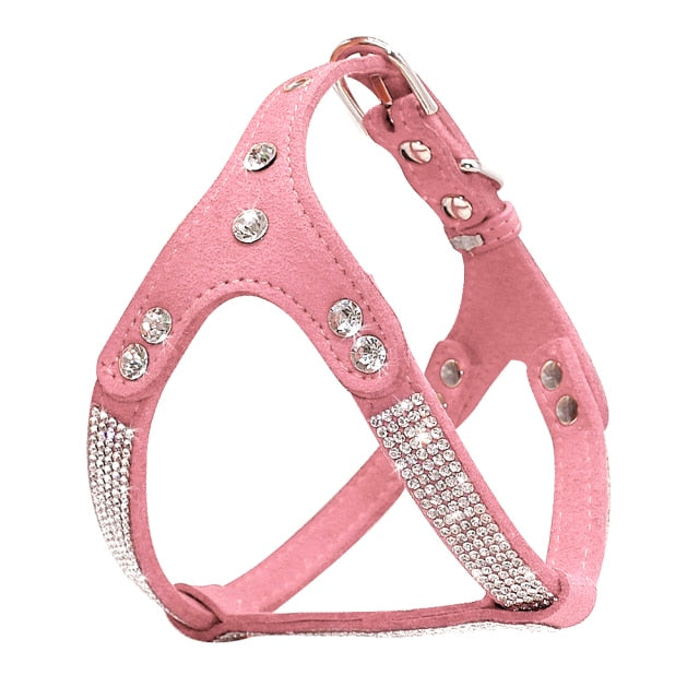 Shiny Suede Leather Dog Harness