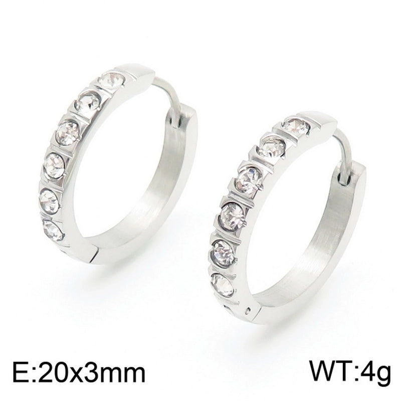 1 Pair Luxurious Solid Color Plating Inlay Stainless Steel Zircon 18K Gold Plated Earrings