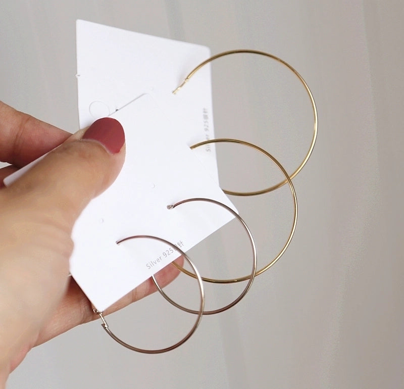 Simple Geometric Circle Big Plain Hoop Copper Earrings