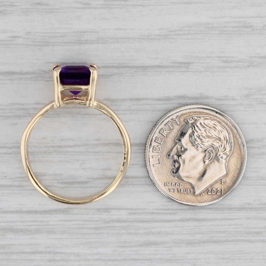 3ct Emerald Cut Amethyst Solitaire Ring 14k Yellow Gold Size 6