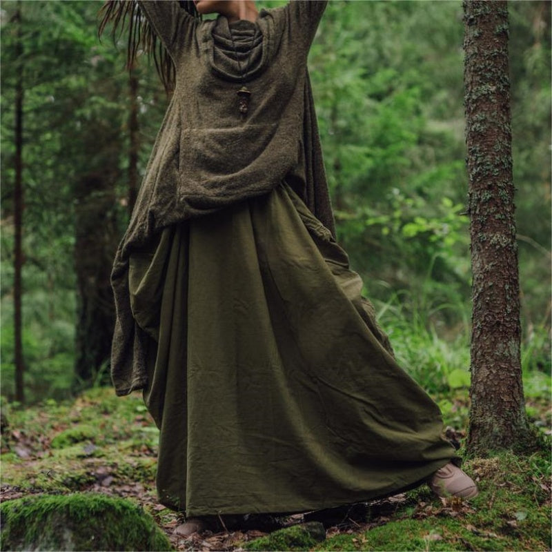 Casual maxi-rok voor dames met trekkoorden aan de zijkant