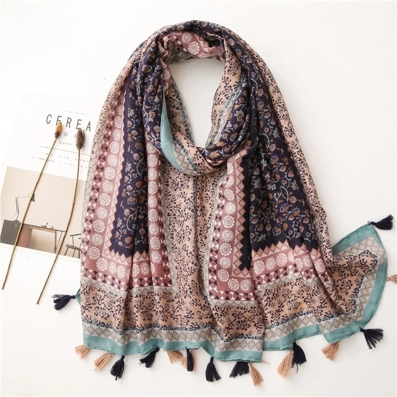 Hot Selling Fashion Retro Small Flower Twill Cotton Scarf