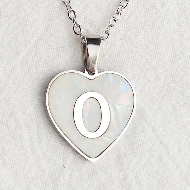 Cute Sweet Letter Titanium Steel Plating Inlay Shell Pendant Necklace