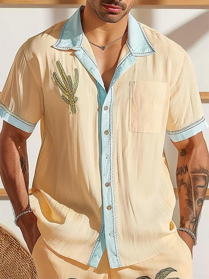 Men's Casual Hawaiian Cashew Floral Linen Shirt