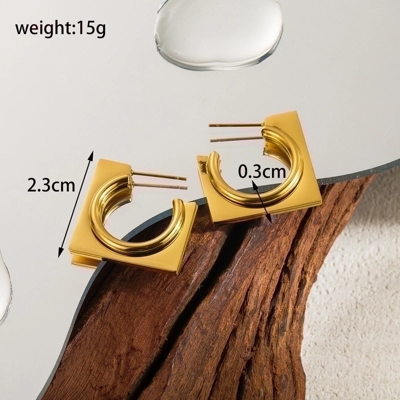 1 Pair Minimalist Solid Color Plating Stainless Steel 18k Gold Plated Ear Studs