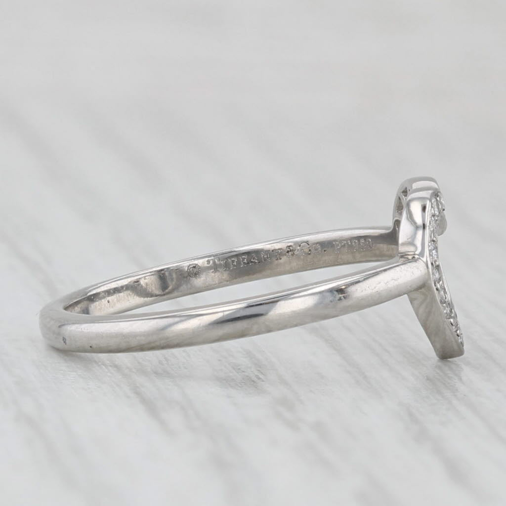 Tiffany & Co Class Open Heart Ring w/ Box 950 Platinum Size 6.5