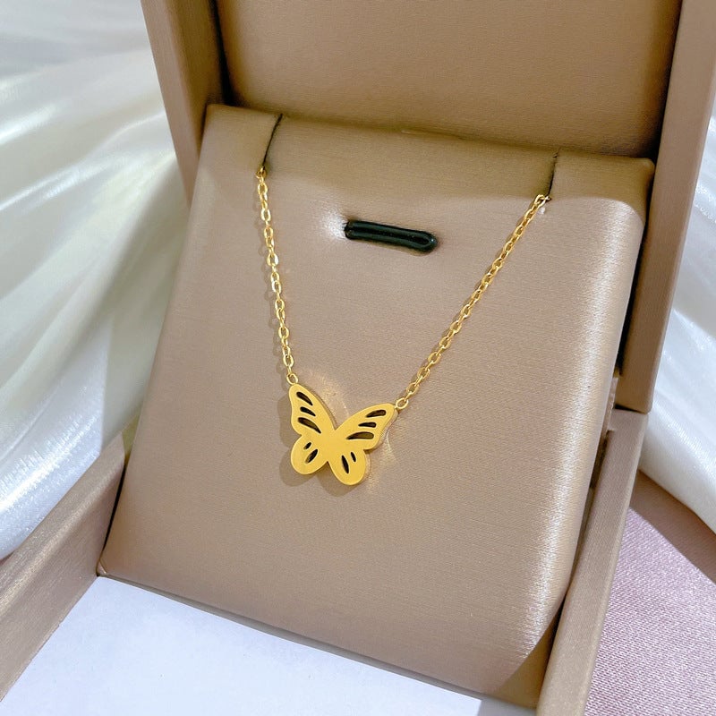 2 Pieces Cartoon Leaf Gourd Lily Of The Valley Geometric Titanium Steel Electroplating Necklaces