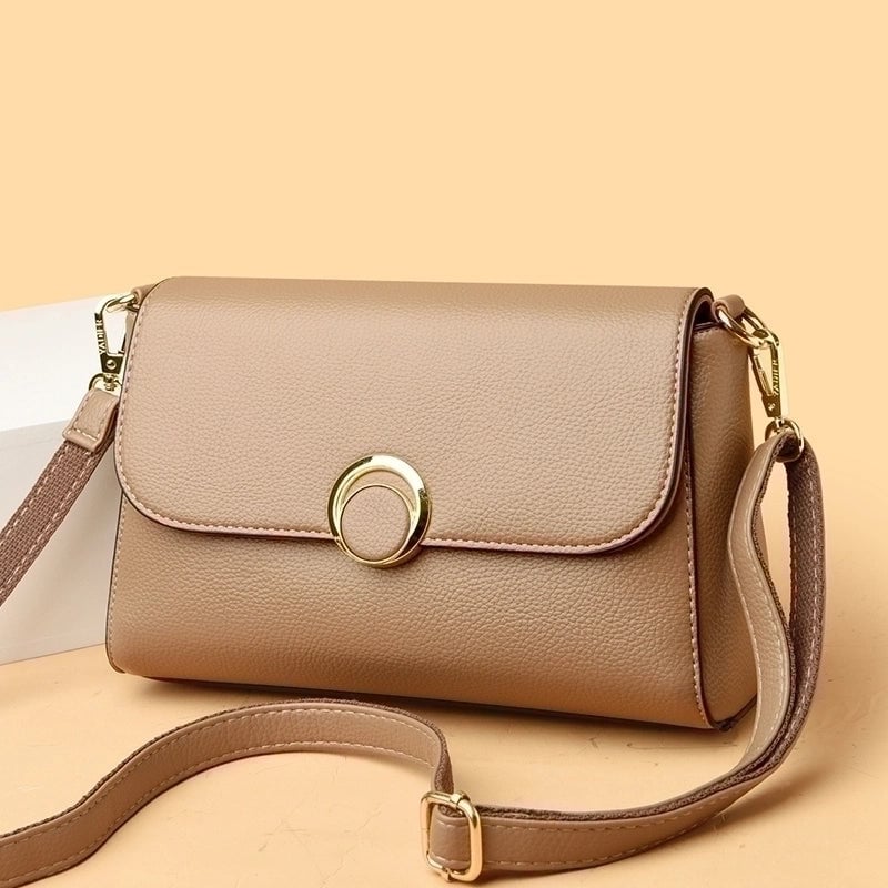 Women's Pu Solid Color Vintage Style Classic Style Metal Button Square Flip Cover Shoulder Bag