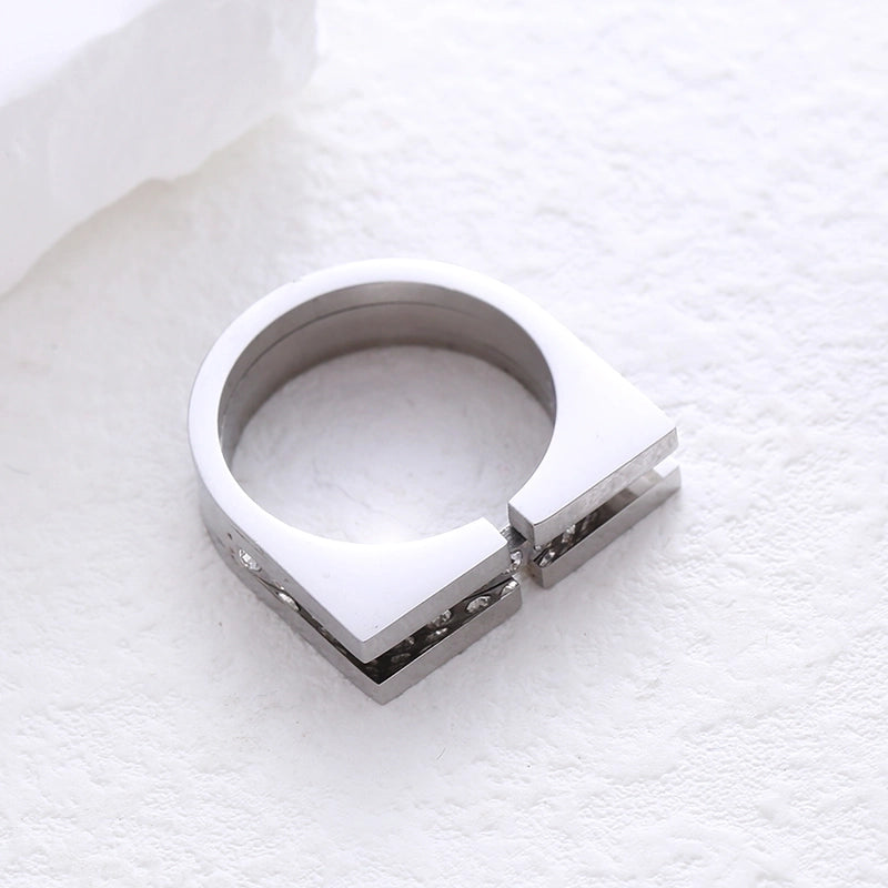 304 Stainless Steel 18K Gold Plated Minimalist Commute Plating Inlay Solid Color Rhinestones Rings