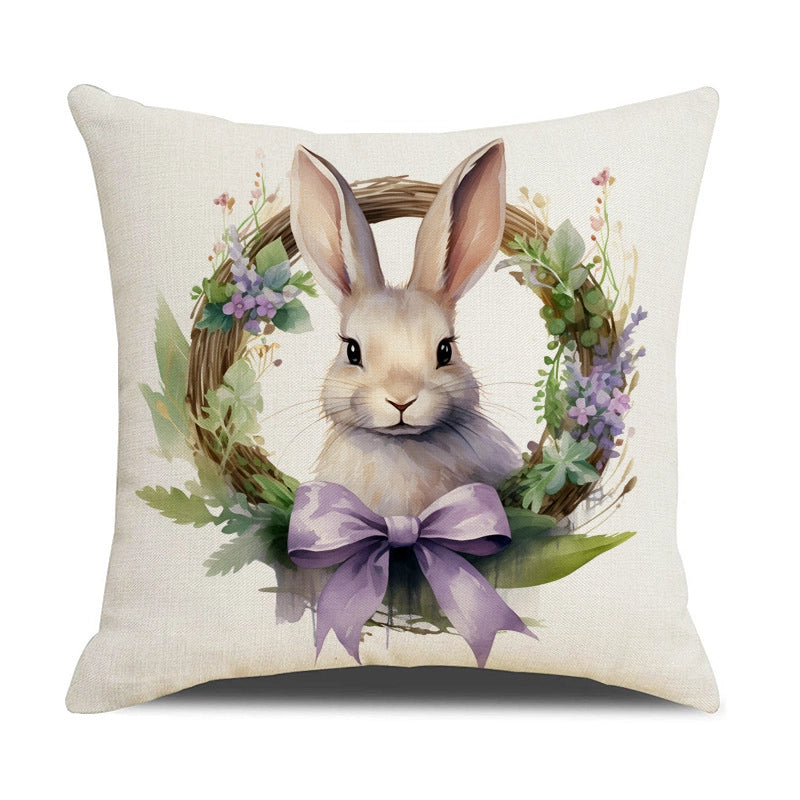 Easter Minimalist Classic Style Rabbit Linen Pillow Cases Couch & Sofa Decor