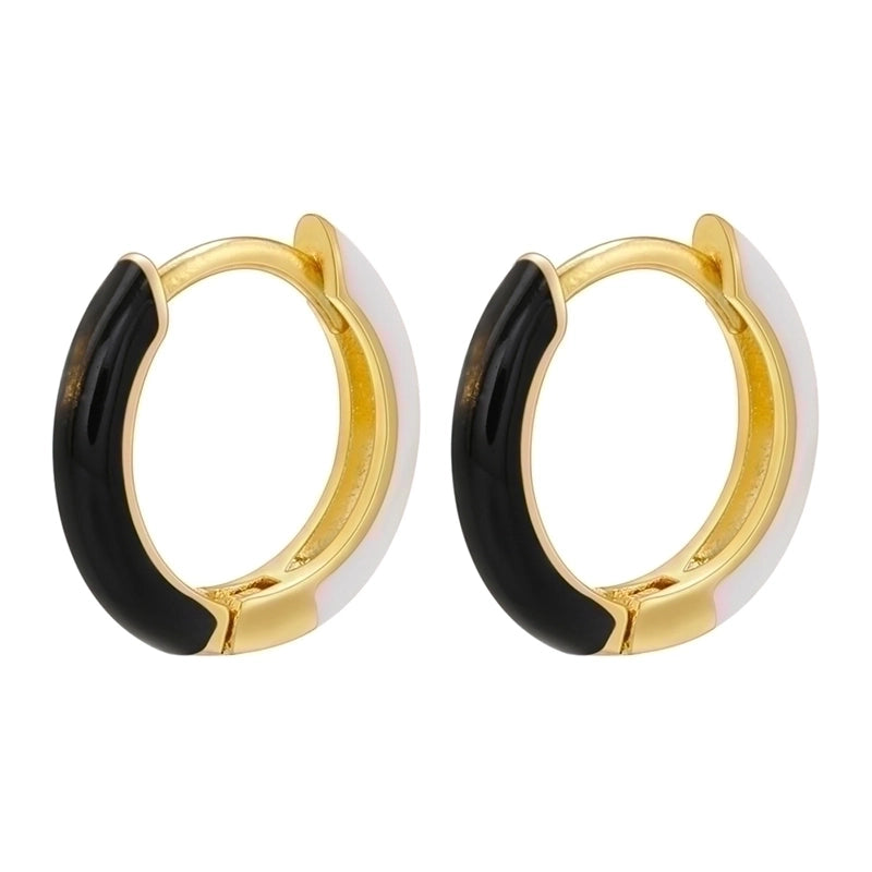 1 Pair Basic Minimalist Circle Round Enamel Plating Copper 18k Gold Plated Hoop Earrings