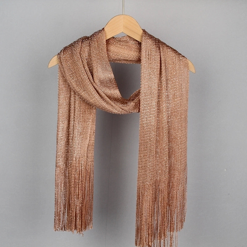 Women's Minimalist Solid Color Polyester Tassel Scarf