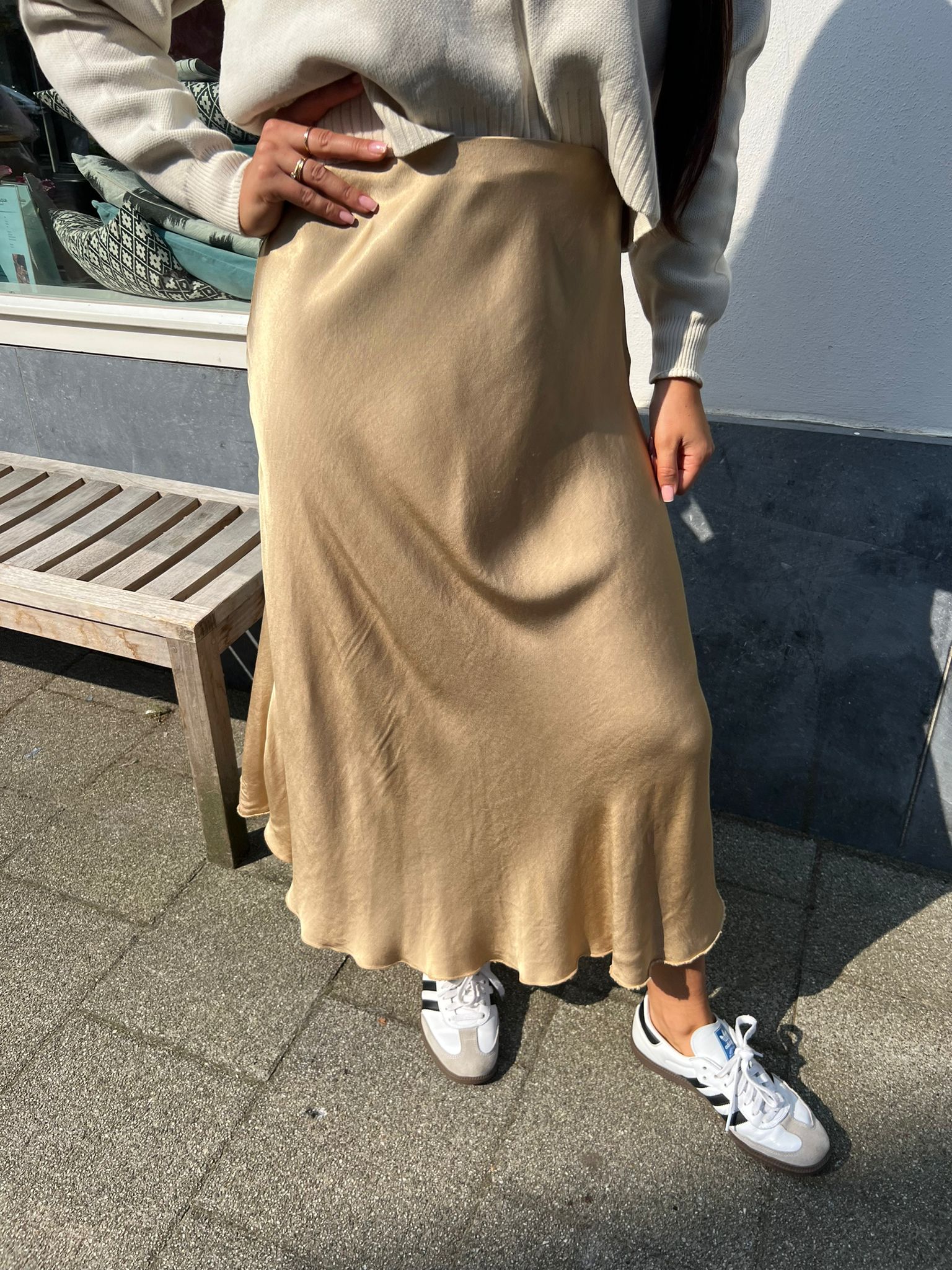 Silky Maxi Skirt Camel