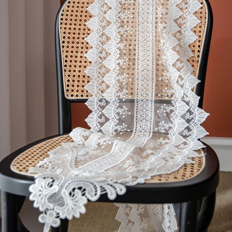 Yi Qiyun Lace Table Runner Dining Table Decoration Coffee Table Long Embroidered Princess Style Shoe Cabinet Hollow