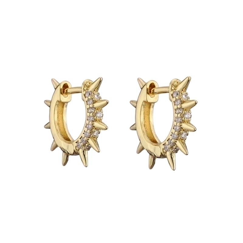 Simple Micro-inlaid Thorn Pointed Copper Plated Ear Clip