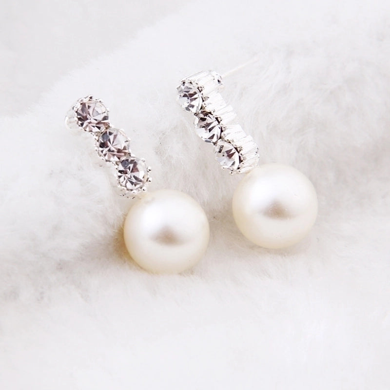 1 Pair Fashion Geometric Pearl Plating Alloy Ear Studs