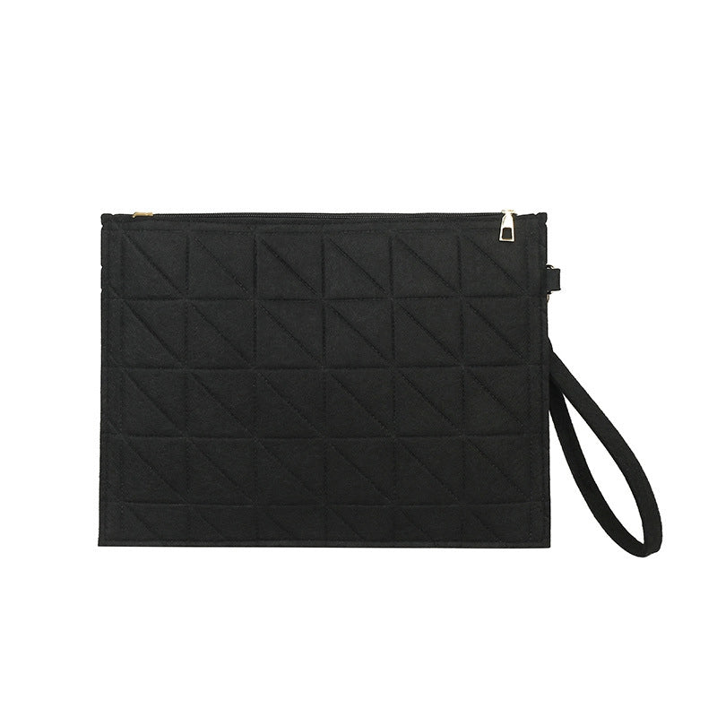 Women's Medium Felt Solid Color Basic Classic Style Square Zipper Envelope Bag