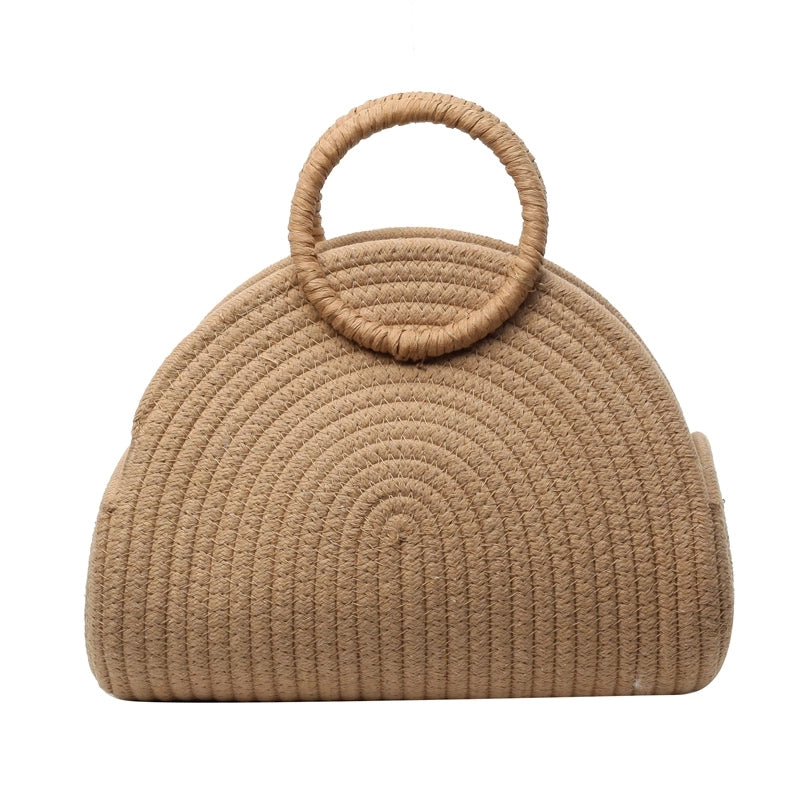 Women's Straw Solid Color Classic Style Weave Pillow Shape Open Beach Bag