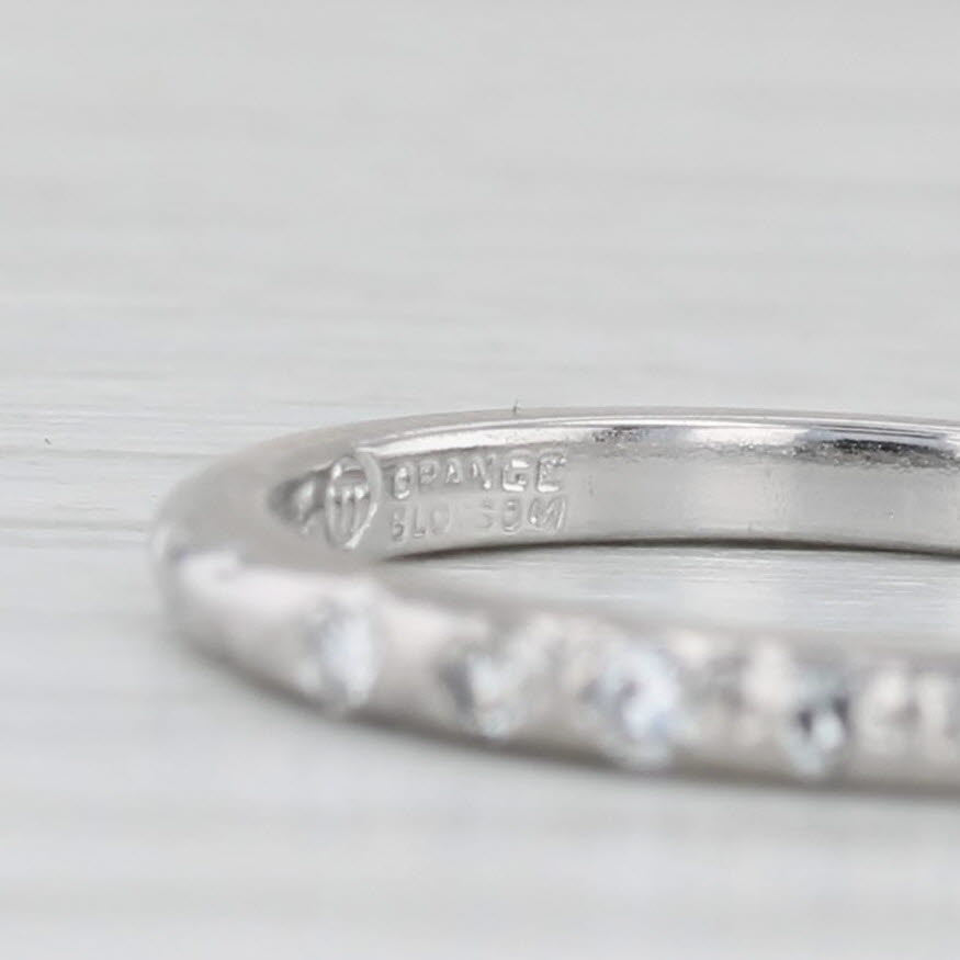Traub Orange Blossom Art Deco Wedding Band Platinum Stackable Ring Size 4.75