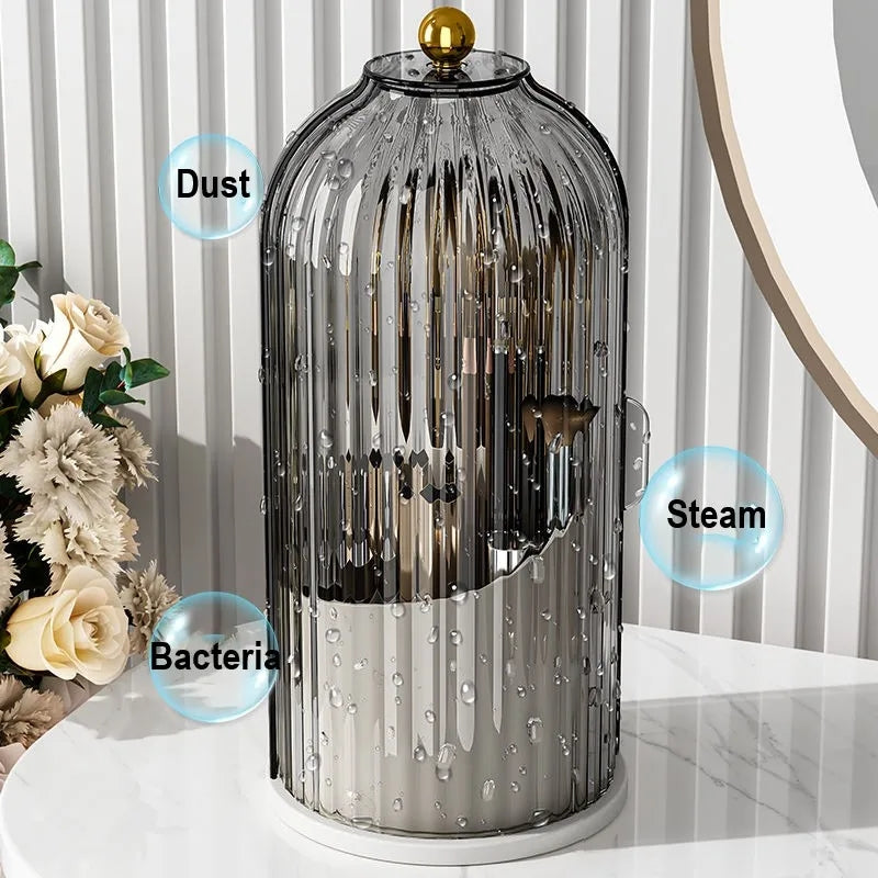 LUXOR ROTATING MAKEUP BRUSH HOLDER - CLEAR CAGE