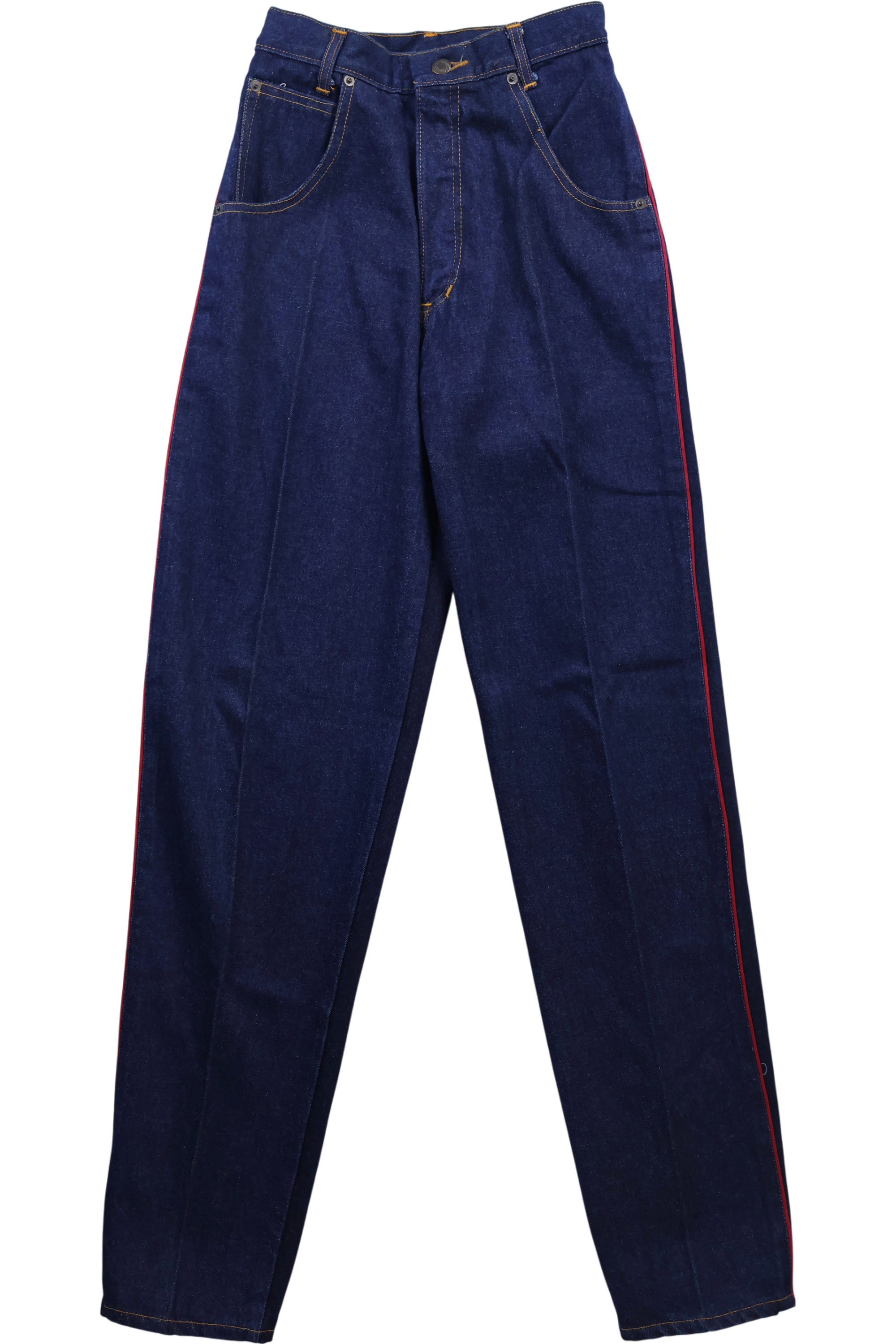 Lazy Bones Tapered Leg Denim Jeans with Red Piping