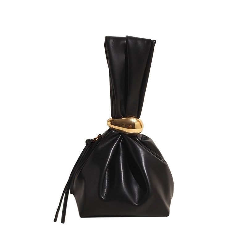 Women's Small Pu Leather Solid Color Streetwear Cylindrical Zipper Shoulder Bag