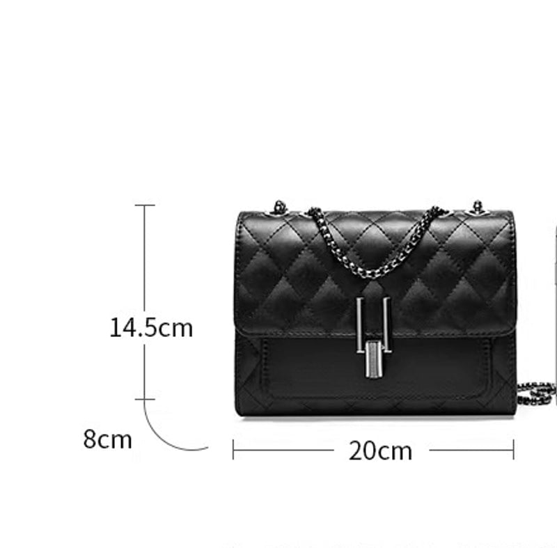 Women's Mini Pu Leather Lingge Elegant Square Lock Clasp Crossbody Bag