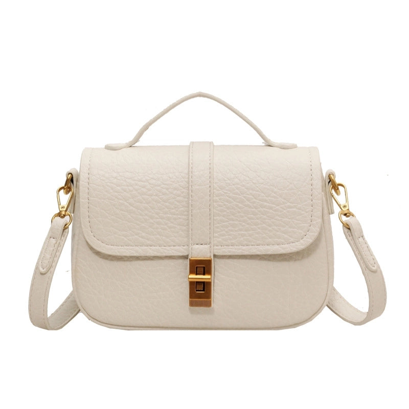 Women's Medium All Seasons Pu Leather Solid Color Streetwear Square Lock Clasp Handbag