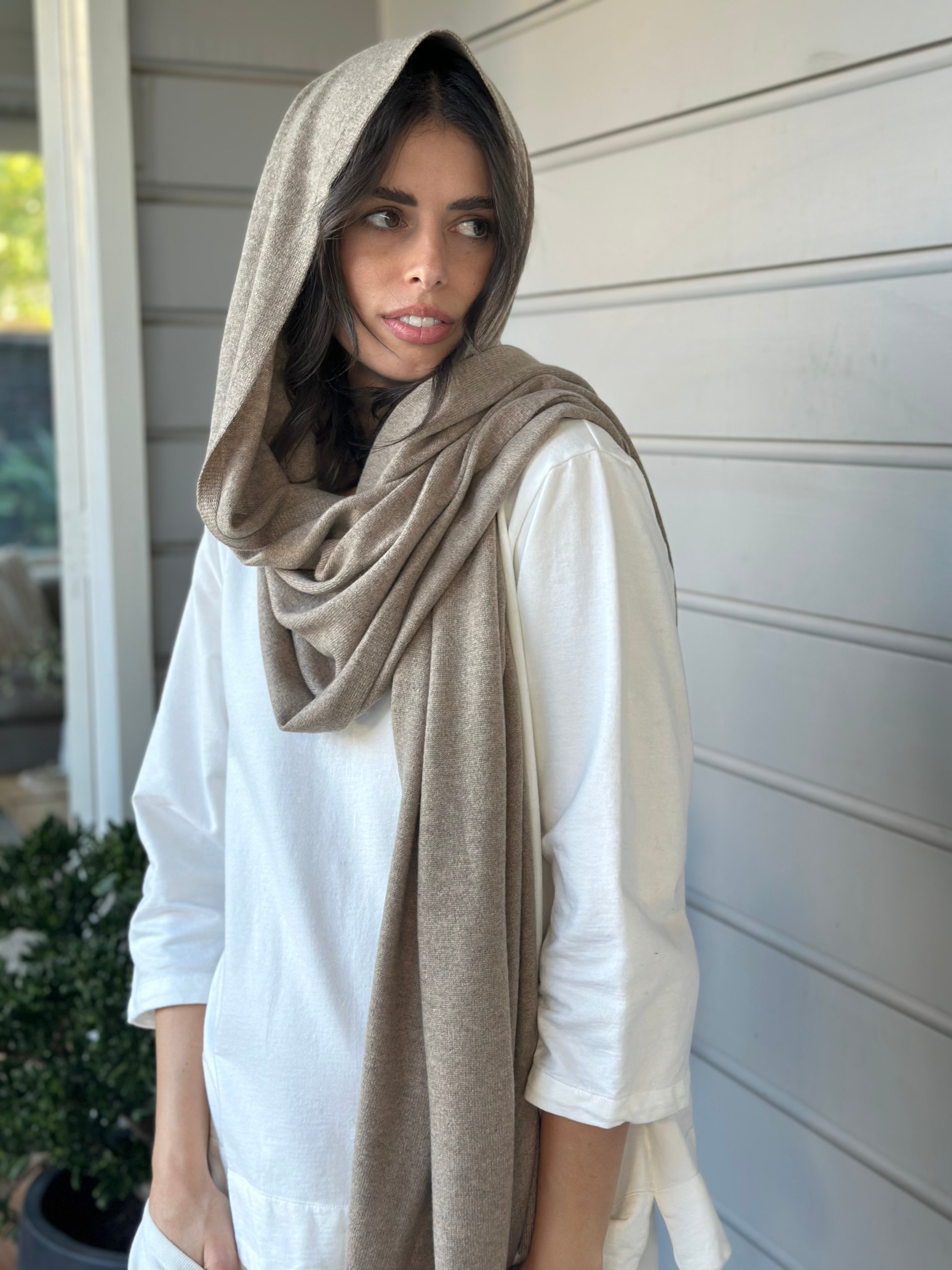 large cashmere scarf-oat almond