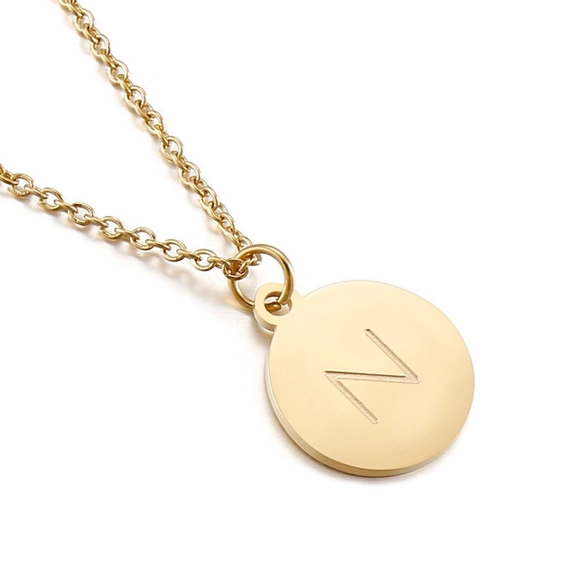Titanium Steel 18K Gold Plated Minimalist Plating Letter Necklace