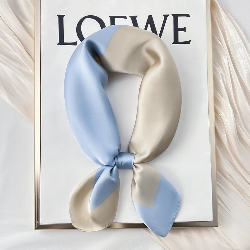 Blue Temperament Small Square Women's Spring And Autumn Matching Shirt Stewardess Professional Decoration Neck Thin Scarf