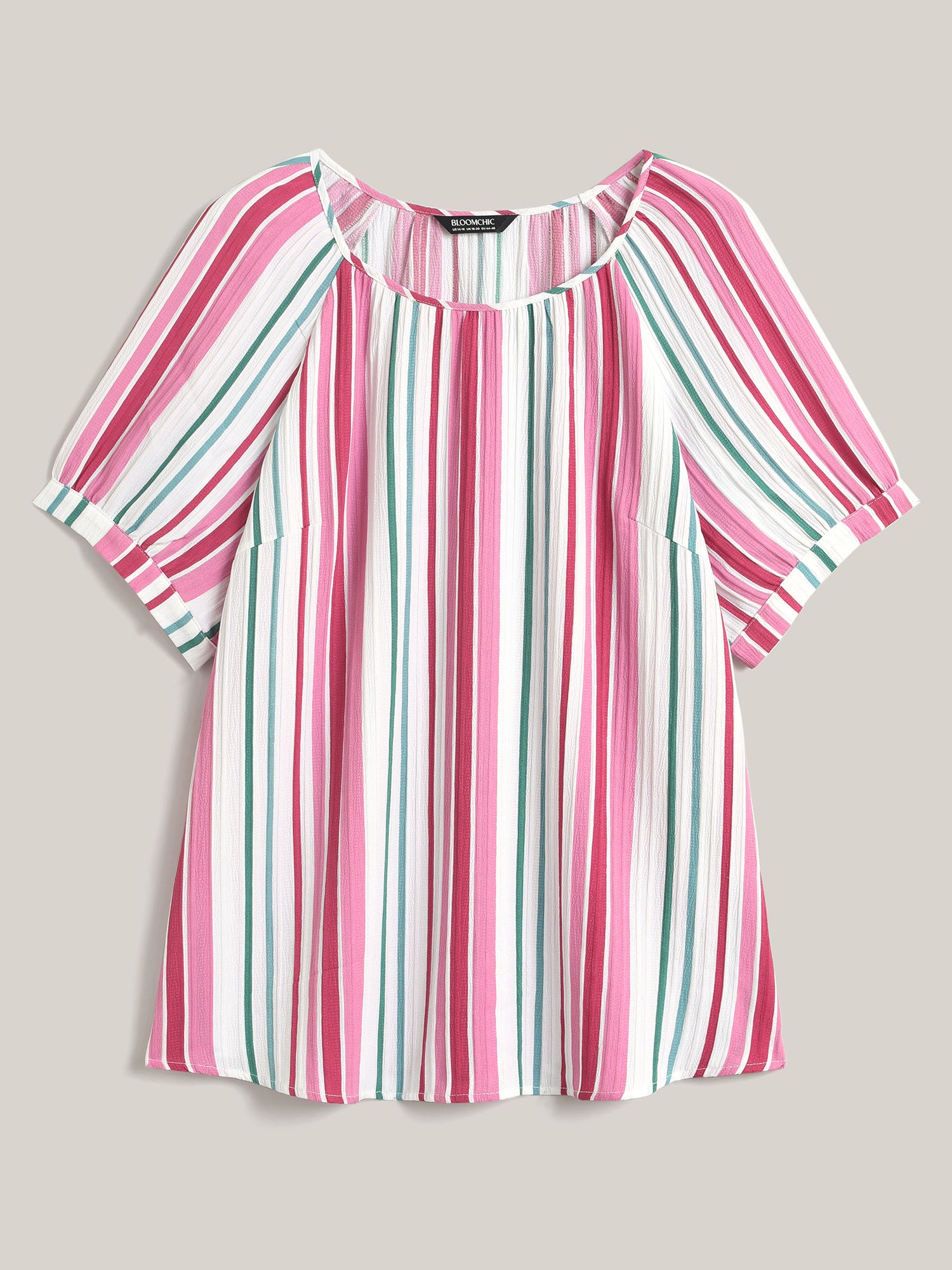 Stripe Print Round Neck Blouse