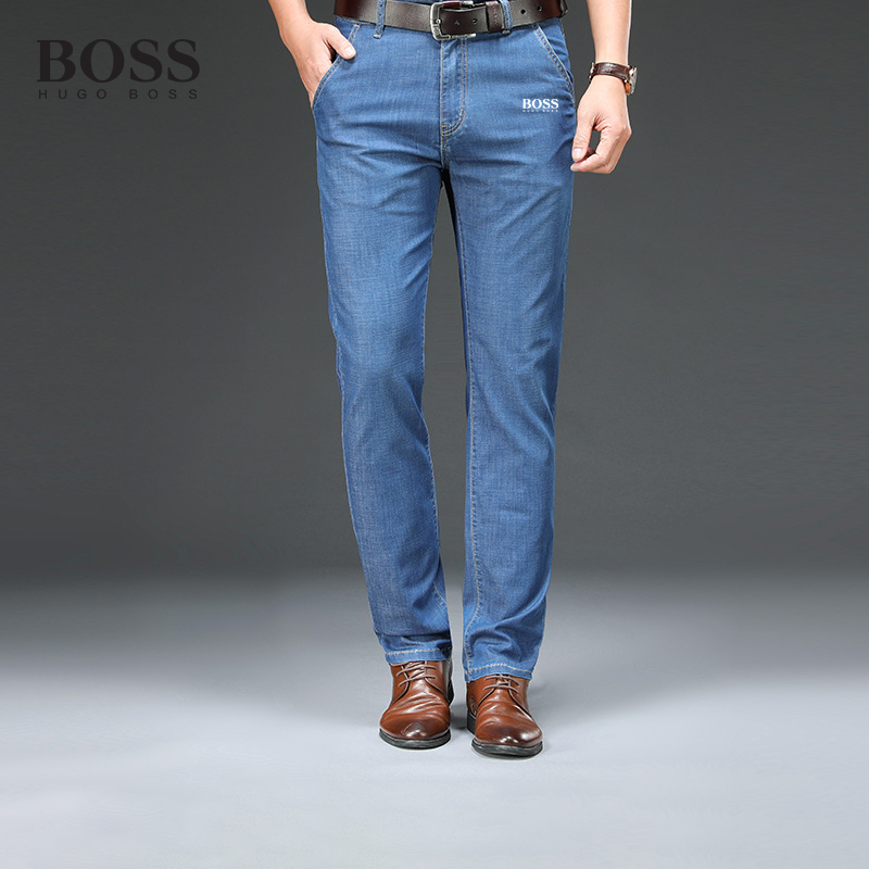 BOSS Men-s loose straight leg Tencel jeans