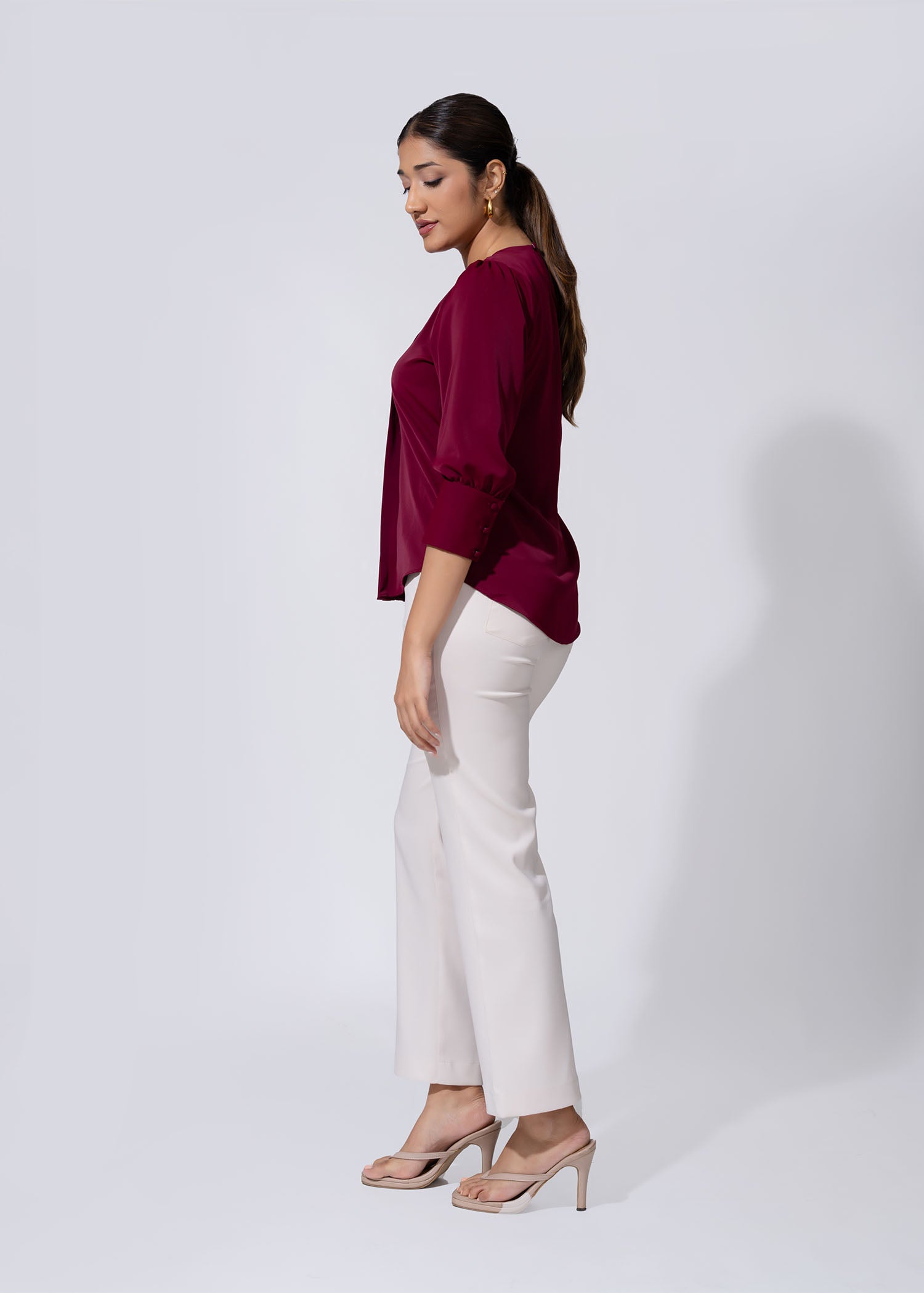 Pleated Blouse With Wide Cuff