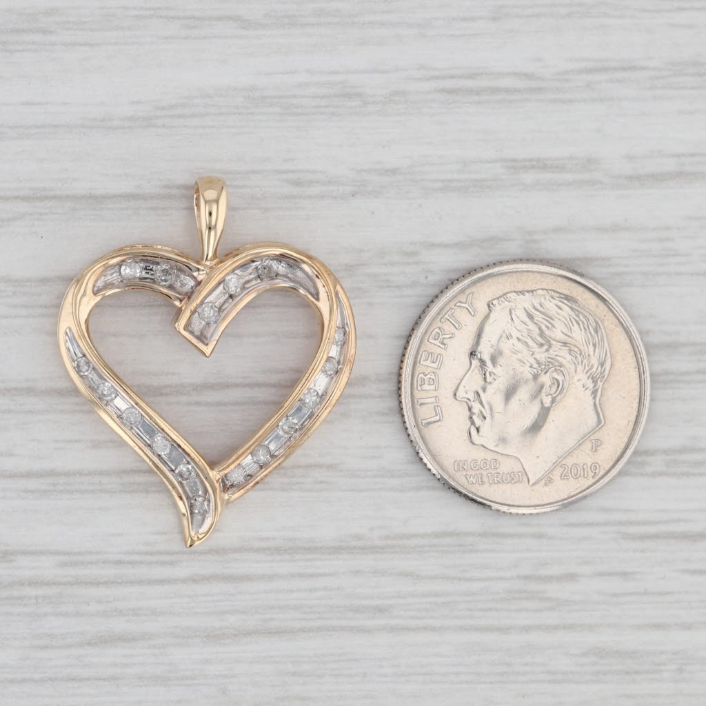 0.12ctw Diamond Heart Pendant 10k Yellow Gold