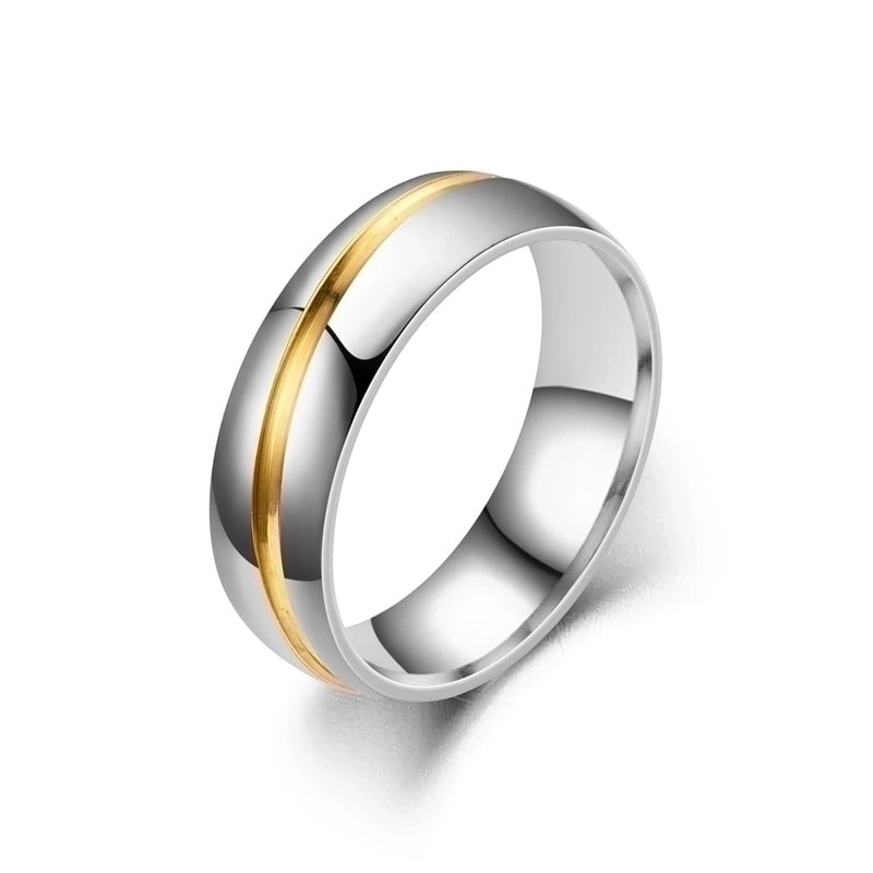 Titanium Steel Inlaid Zircon Geometric Gem Wedding Bands