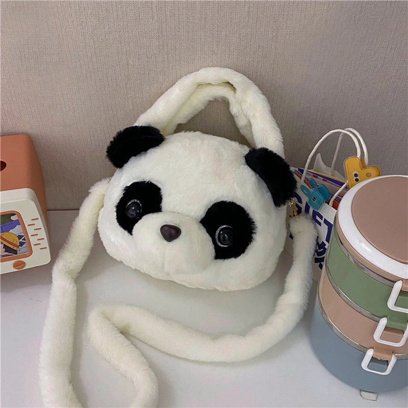 Plush Bear Solid Color Cute Basic Classic Style Embroidery Sewing Thread Round Zipper Handbag