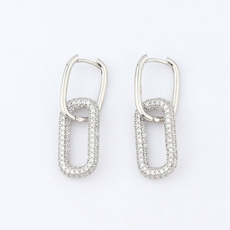 Women Diamond Metal Geometric Geometric Copper Earrings