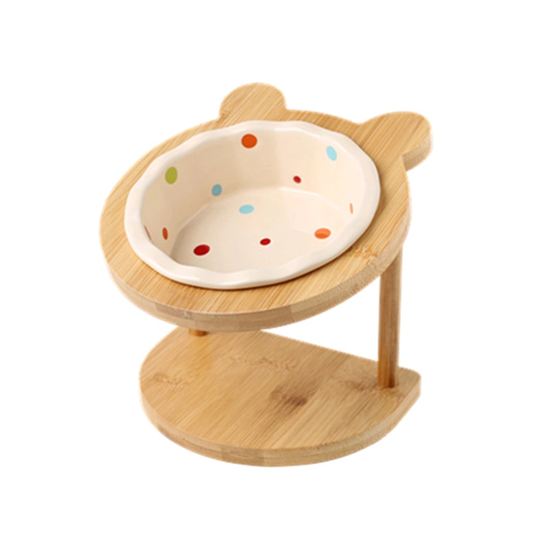 Ceramic Cat Bowl Stand Neck Protection Anti-black Chin Feeding Bowl Small Dog Teddy Inclined Cat Food Supplies