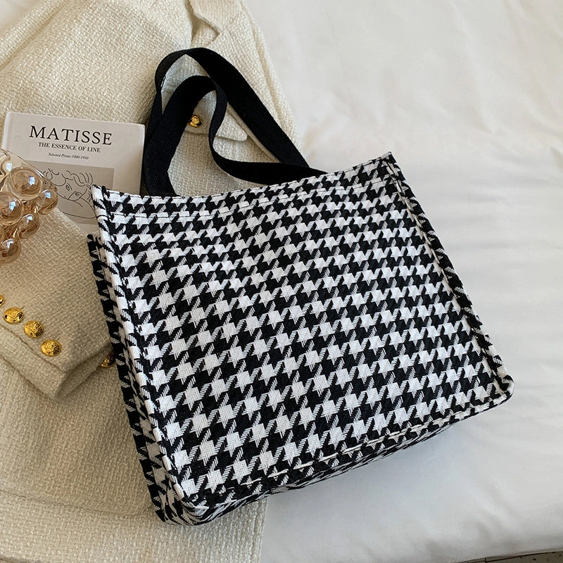 Women's Large Canvas  Vintage Style Square Open Shoulder Bag Tote Bag