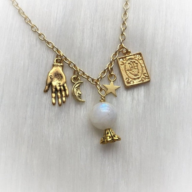 Moonstone Crystal Ball Necklace