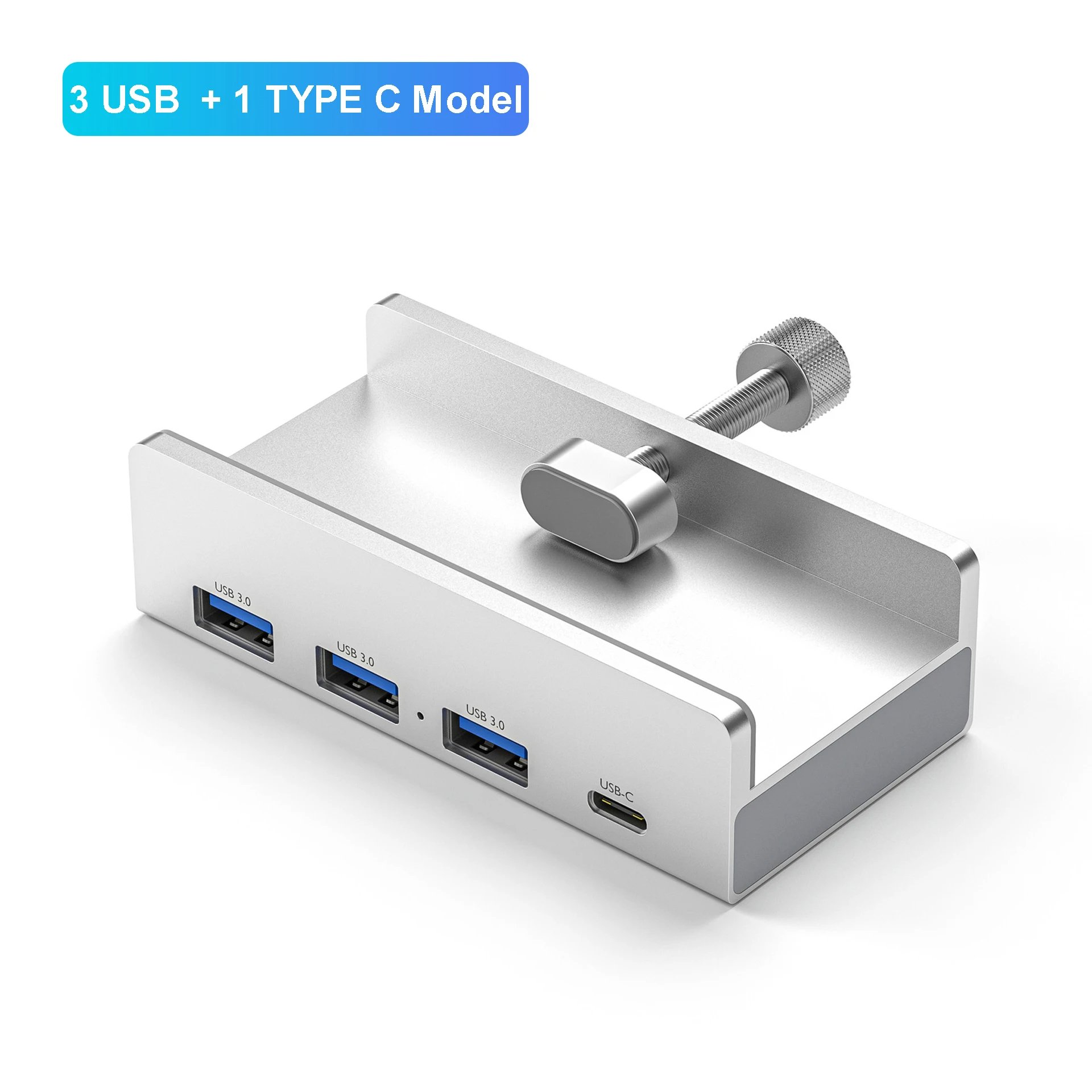 6-IN-1 Black Clip Dock 5Gbps USB 3.0 HUB Aluminum Alloy External Multi USB Splitter Adapter for Laptop Desktop