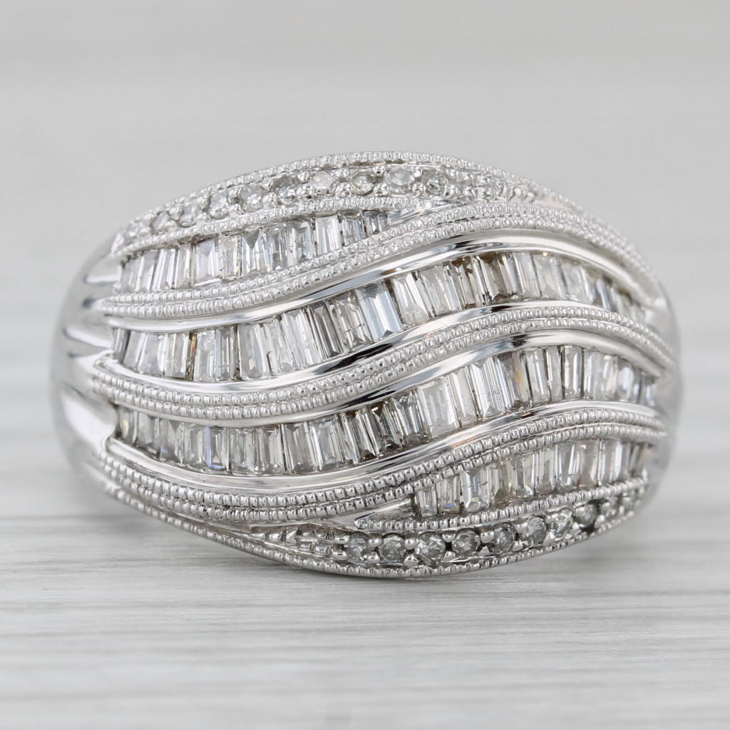 1.56ctw Diamond Curved Channel Set Ring 14k White Gold Size 7.25
